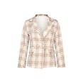 thumbnail image 4 of Women Skinny Suit V-Neck Lapel Double-Breasted Plaid Coat Winter Trench Blazers Jacket,, 4 of 10