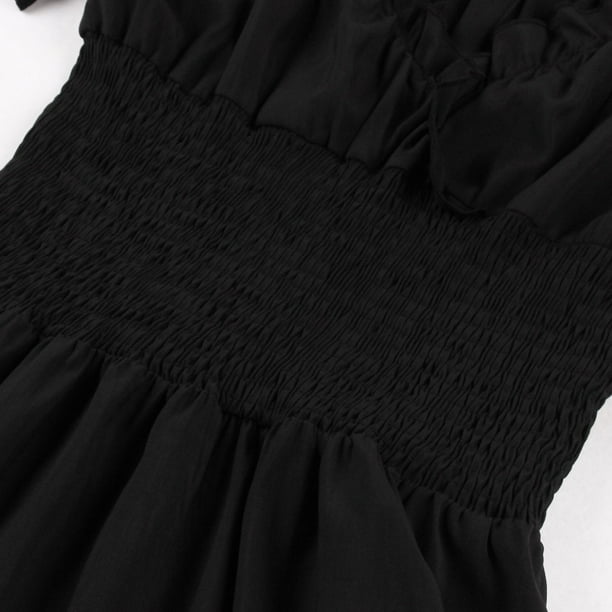 Bigersell Elegant Dresses for Women Wedding Guest Long Women's One Shoulder  Solid Color Short Sleeve High Waist formal Dress Mommy and Me Dresses Women  Fit & Flare Dresses, Style 25491, Black M -
