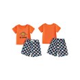 thumbnail image 2 of Toddler Baby Boy Shorts Set 6 12 18 24 Months 2T 3T 4T Letter/Dinosaur/Duck Embroidery Short Sleeve T-shirts Elastic Waist Shorts 2 Piece Summer Outfit, 2 of 9