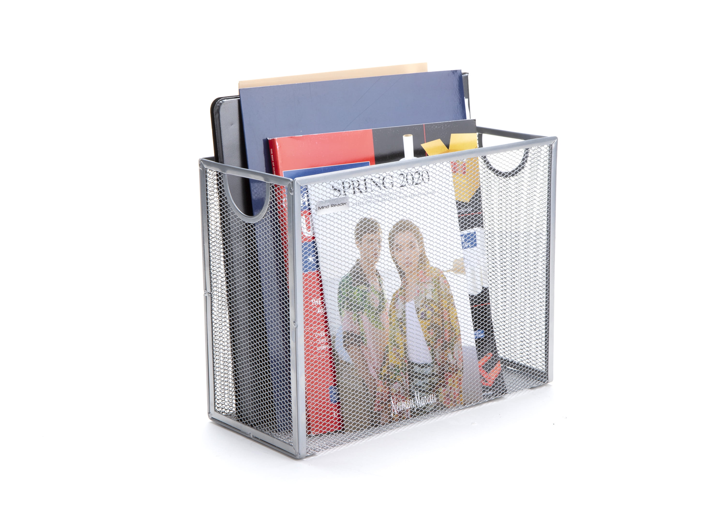Mind Reader Metal Mesh File Organizer Storage Basket for Letters, Legal Documents, Filing, Folders, Office Organization, Silver