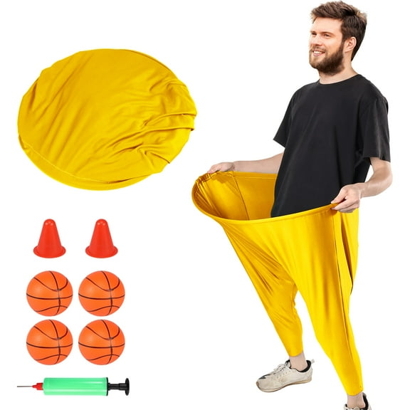 2Pcs Granny Pants Yard Game Set Outdoor for Adults Giant Pants Outdoor Game Sets with Bouncy Balls and Pump Big Field Day Family Recreational Reunion Tossing Games