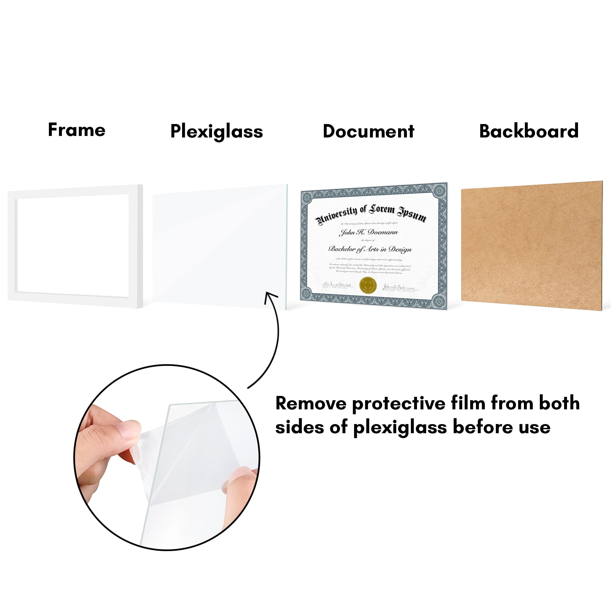 Americanflat 8.5x11 Picture Frame with Polished Plexiglass 5 Pack Legacy Collection Certificate Frames - White
