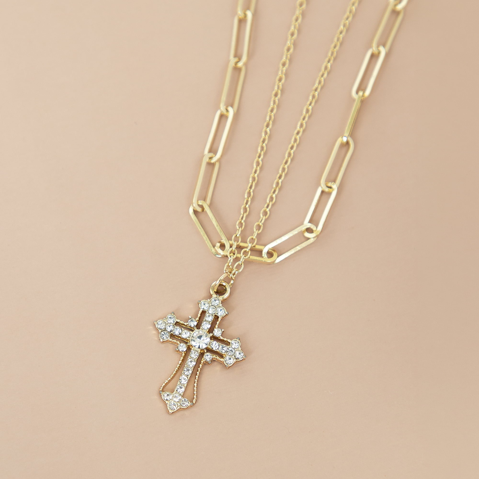 CousinDIY Charm Rhinestone Crosses, 6 Pieces, Silver Tone Religious Jewelry Making Charms