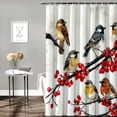 thumbnail image 3 of RKSupls Winter Birds on Berry Branch Shower Curtain, Valentine's Day Waterproof Shower Curtain with Hooks for Home Bathtub Bathroom Decor Washable Fabric Curtains,213x180cm, 3 of 5
