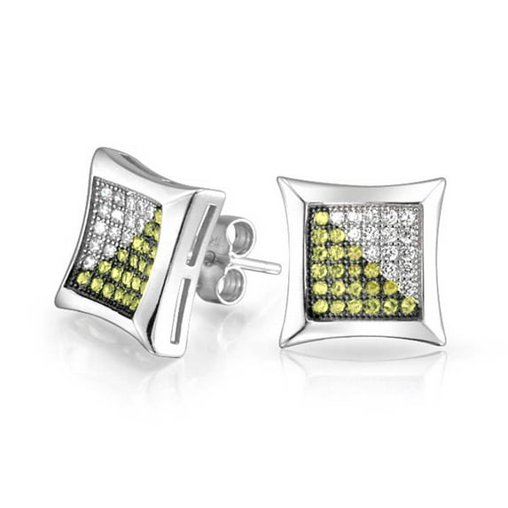 Bling Jewelry Simulated Citrine CZ Kite Mens Earrings 925 Silver 10mm