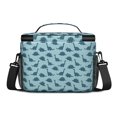 thumbnail image 3 of Dinosaur and Silhouette Blue Pattern Insulated Lunch Box for Women Men, Medium Leakproof Cooler Bag with Adjustable Strap, 10"x6.7"x8", 3 of 6