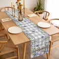 thumbnail image 3 of Table Runner 72 Inches Long for Kitchen Dining, Spring Purple Flowers Dresser Scarf Farmhouse, Dining Table Decorations for Wedding/Parties, Farmhouse Leaves Fences Gray Plaid 14 x 72 In, 3 of 8