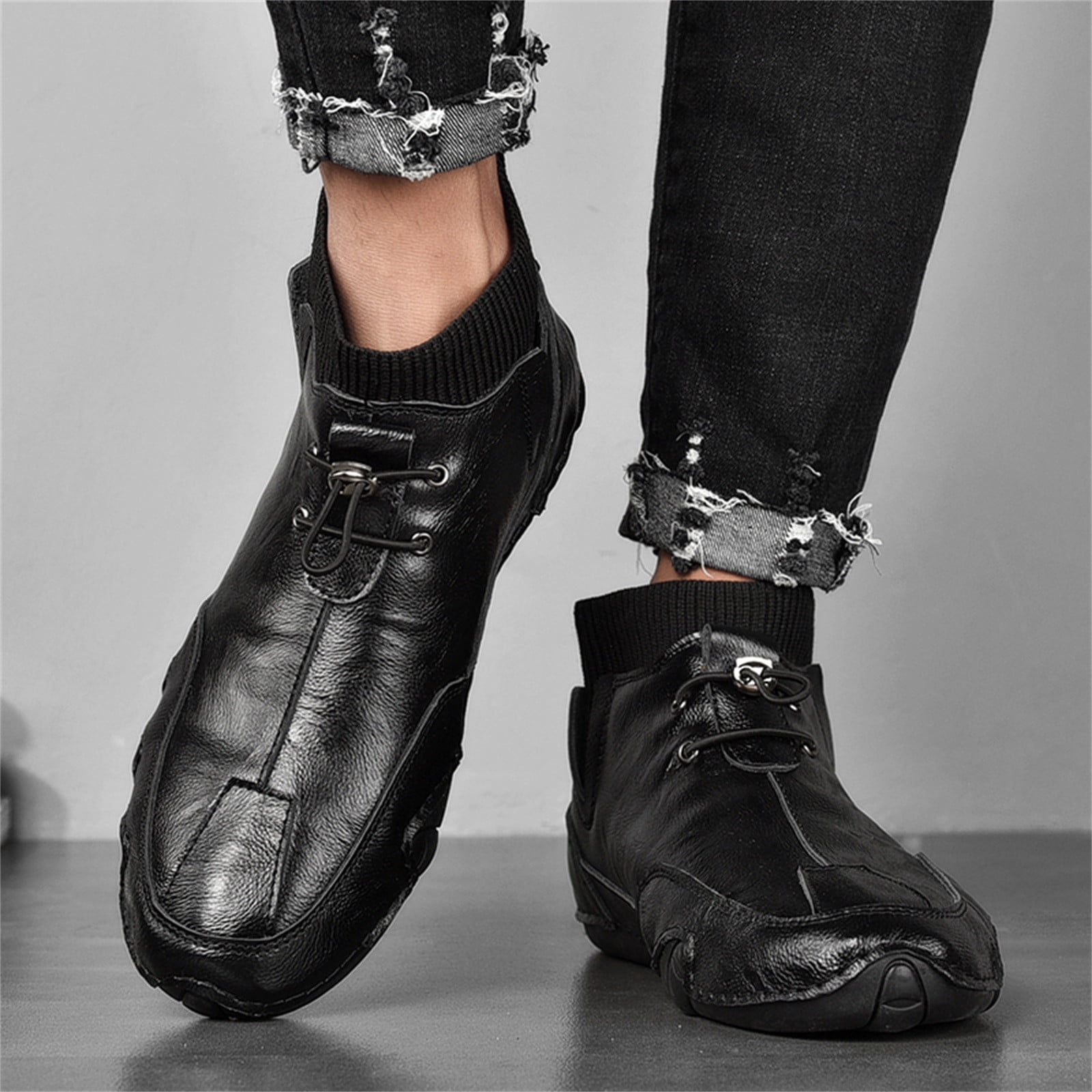 Men's Hightop Leather Shoes Trend Lazy Set Foot Men's Shoes Trend