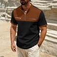 thumbnail image 2 of IROINNID Men's Color Block Waffle Knit Short Sleeve Half Zip Stand Collar Shirt with Zipper Pockets Casual Active Top Lightweight Breathable Summer Golf Outdoor Everyday Wear, 2 of 9