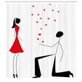 thumbnail image 3 of Ambesonne Minimalist Shower Curtain, Couple with Hearts, 69"Wx75"L, Black White and Red, 3 of 3