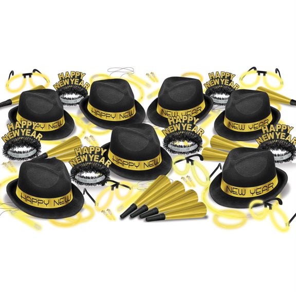 15.25" Vibrant Unique Happy New Year Gold Glow Assortments for 50