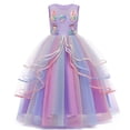 thumbnail image 1 of Girls' Unicorn Costume Princess Long Maxi Dress for Birthday Party, 1 of 6