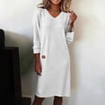 thumbnail image 2 of Kilaqueen Sweatshirt Dresses for Women Long Sleeve V Neck Midi Dress Solid Color Relaxed Fit Spring Summer Pullover Tunic Dresses, 2 of 8