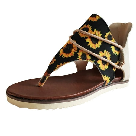 

Casual Women S Flip Zipper Back Size Flops Printed Plus Shoes Sandals Flat Women S Sandals