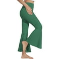 thumbnail image 4 of Women's Flared Leg Pants - High Waist Wide Leg Trousers, Dance & Casual Wear (XS-XXXXL, 14 Colors) | Yubnlvae | Ladies Solid Color High Waist Slim Fit Casual Flared Pants (Green | M), 4 of 8