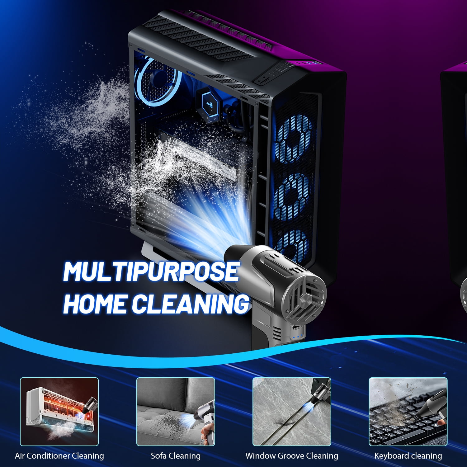 CAMPARK Electric Air Duster-180000RPM Super Power Cordless Air Duster, 3-Gear Adjustable Mini Blower with Fast Charging, Dust Blower for Computer, Keyboard, House, Outdoor and Car