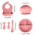 thumbnail image 4 of Muyoka Cuenco de silicona para alimentación de bebé, 6 uds., plato, cuchara, tenedor, babero, cuchara impermeable, juego de alimentación antideslizante para niños pequeños Muyoka Hogar, 4 of 7