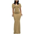 thumbnail image 2 of Gspmoly Robes pour Femmes Grande Taille, Robes d'Été Décontractées pour Femmes à Col Rond, Manches Courtes, Unies, Robes de Soirée pour Femmes Offres, 2 of 4