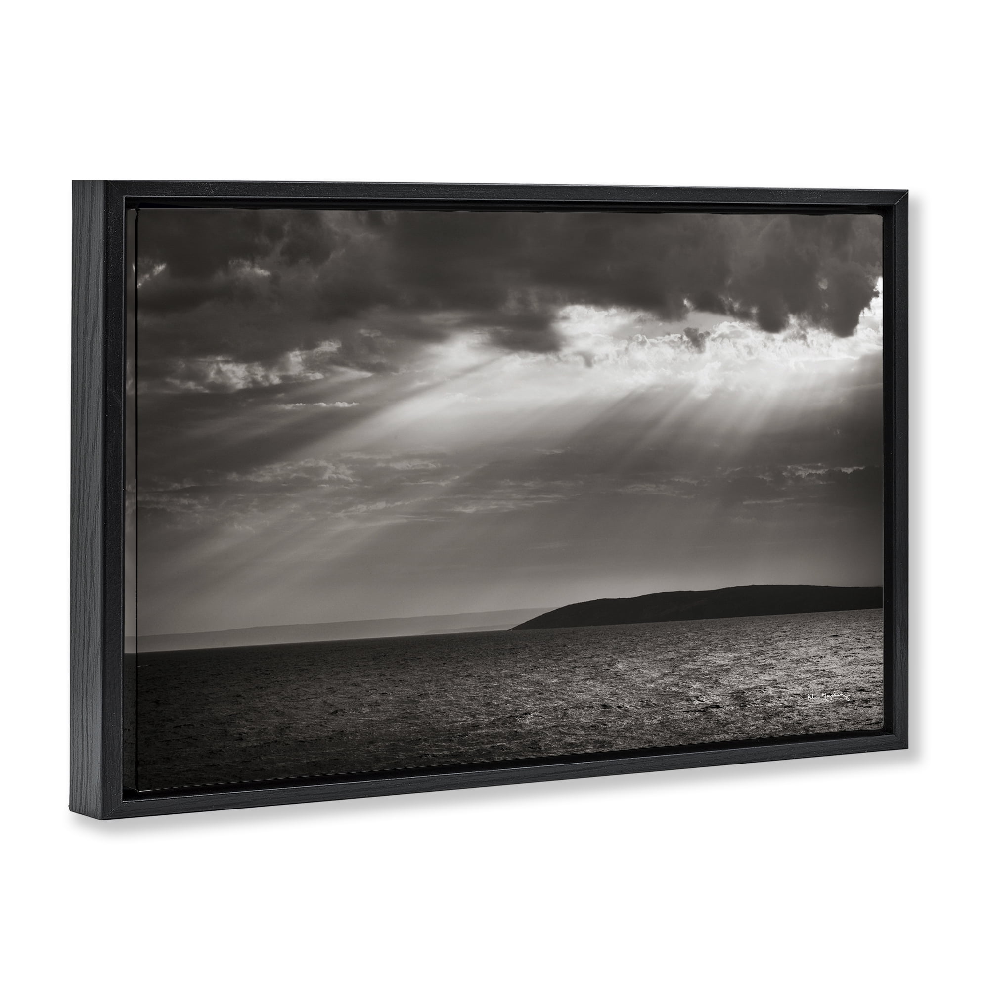 Stupell Industries Portugal Sea Cove Landscape & Nature Photography Black Floater Framed Canvas Art Print Wall Art, 25 x 17
