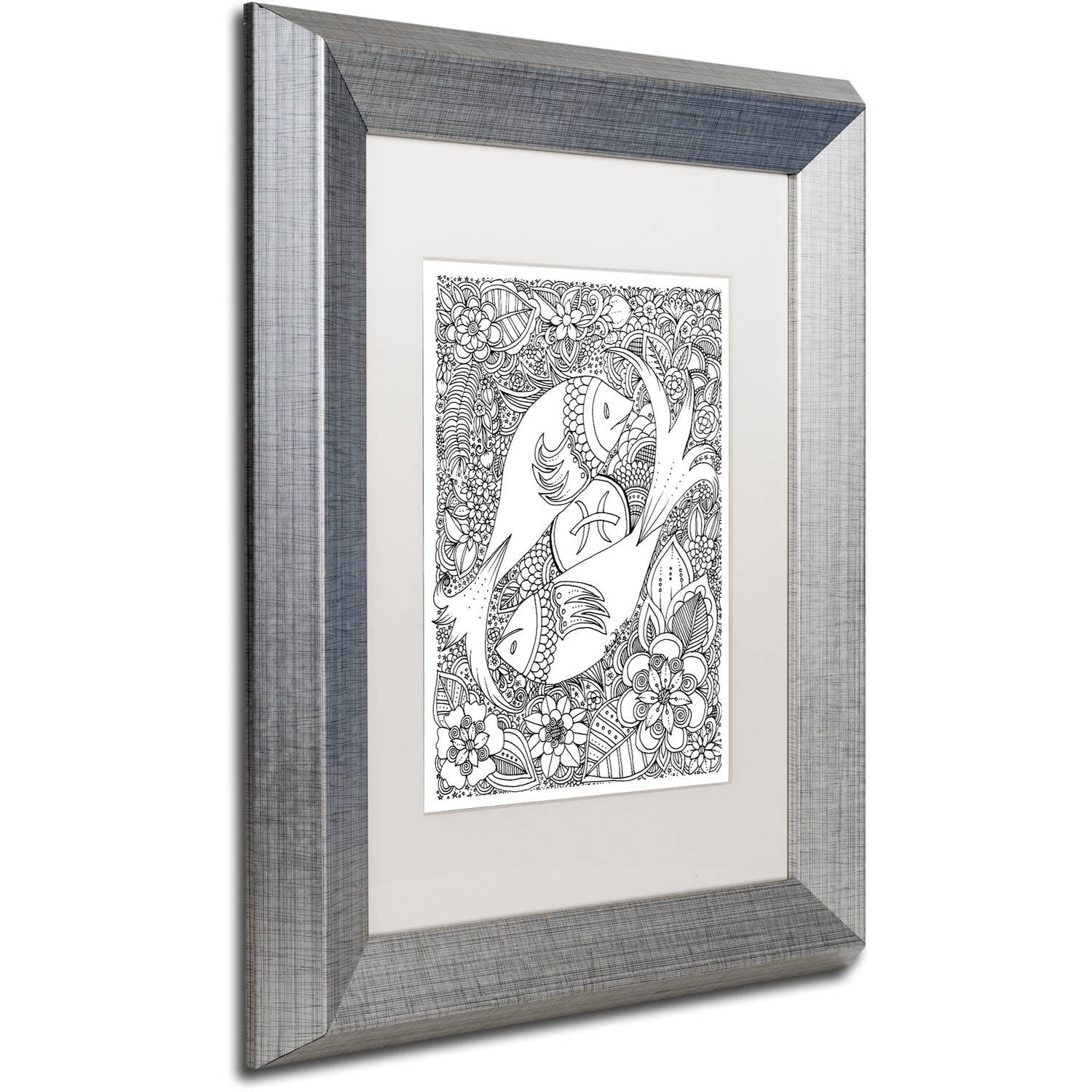 Trademark Fine Art 'Fish' Canvas Art by KCDoodleArt White Matte, Silver Frame