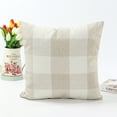 Throw Pillow Cover Farmhouse Decorative Pillowcase Linen Cushion Case with Plaids for Home Decor