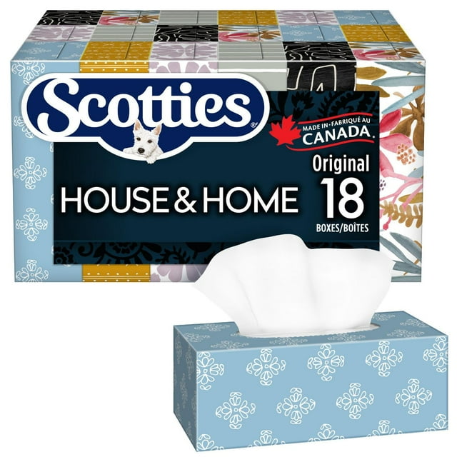 Scotties House & Home, 2-Ply, Facial Tissue, 18 Boxes, 126 Tissues Per Box