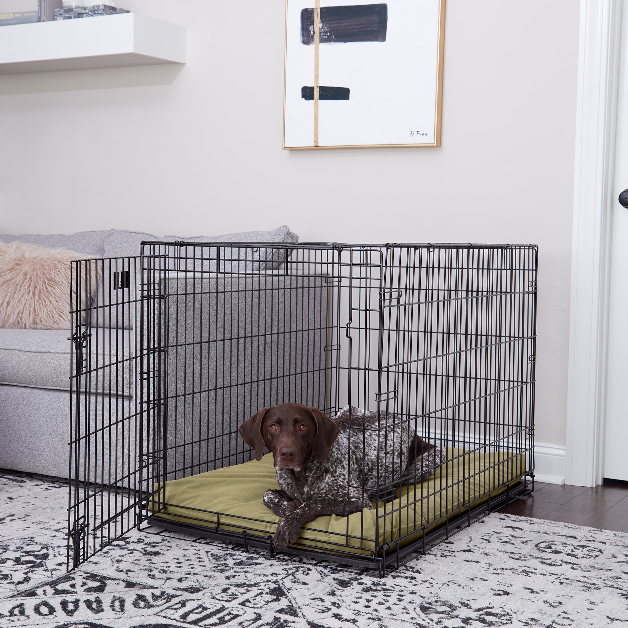 Happy Hounds Cooper Deluxe Reversible Crate Pad, Moss, Large (42" x 28")