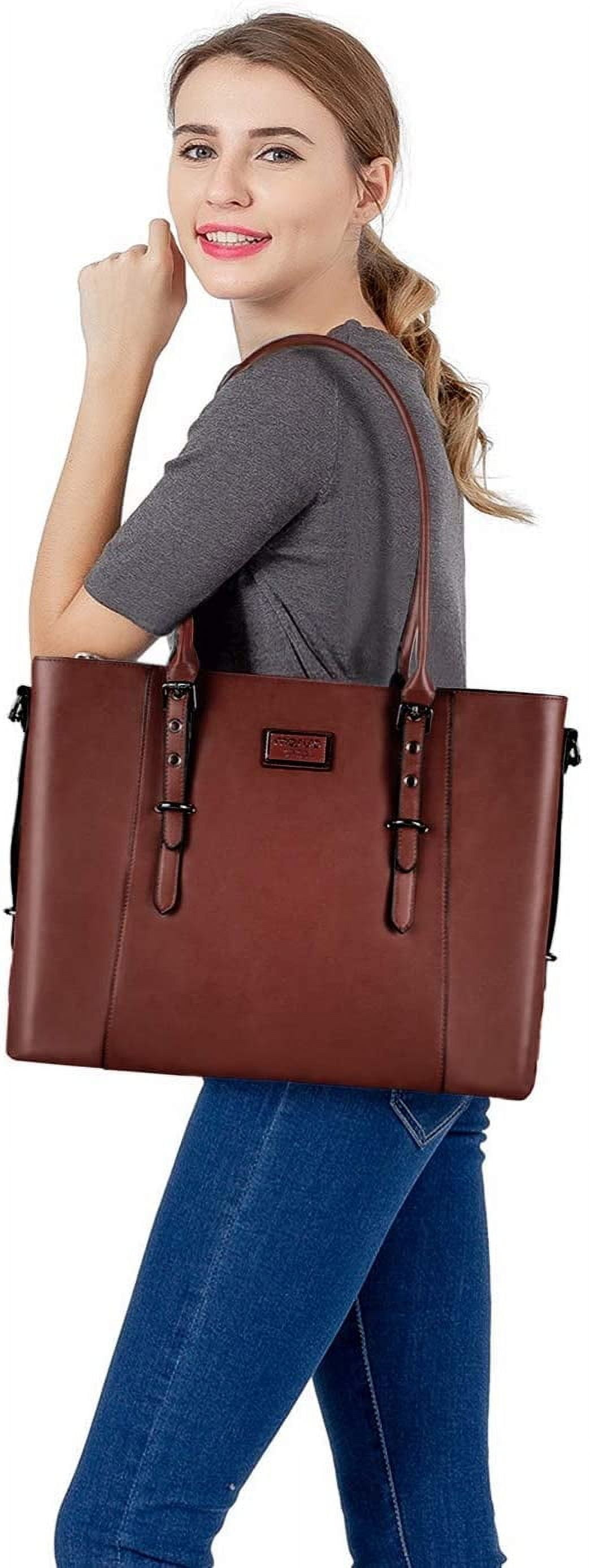 Mosiso Women's Briefcase PU Leather 15.6 inch Laptop Tote Bag Shoulder Handbag fits 13 15 inch Macbook