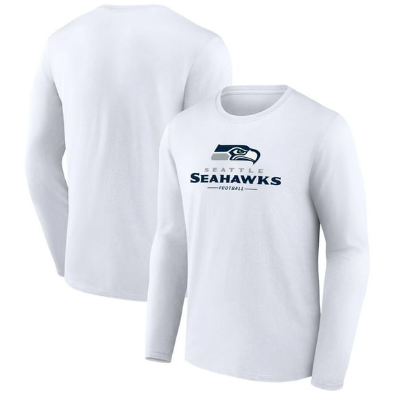 Men's White Seattle Seahawks Logo Team Lockup Long Sleeve T-Shirt