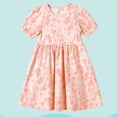 thumbnail image 2 of Zpanxa Girl Dress Girl's Daily A-line Dress Floral Ruffle Short Sleeve Round Neck Casual Dresses Pink 5 Years, 2 of 5