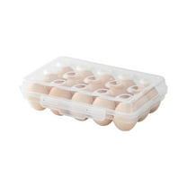 PEIBang Egg Holder for Fridge,Portable Egg Tray with Lid,Stackable Egg Storage with Safety Buckle,15 Grid Egg Container