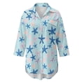 thumbnail image 4 of Xoenoiee Colorful Starfish Print Button Down Beach Coverup for Women, Long Sleeve Swimsuit Coverup Bikini Shirt Bathing Suit Cover Ups for Pool Vacation, S, 4 of 7
