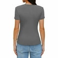 thumbnail image 4 of Byworldtasic Ribbed Short Sleeve Tops for Women Crew Neck Slim Fit Stretch Tee Crop Knit Basic T Shirts, 4 of 7