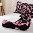 thumbnail image 4 of Manfei Pink Bow Letter M Bed Spread Queen, Kawaii Ribbon Queen Coverlet Set for Girls Women, 4 of 7