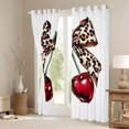 thumbnail image 3 of Manfei Vintage Leopard Print Bow Black Out Curtains for Teens Girls,Red Cherry Fruit Curtains Pack of 2 (42x63 Each) for Kids,Ultra Soft Home Decor, 3 of 6
