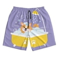 thumbnail image 4 of Bixox Men's Corgi Washing in Bathtub printing Casual Classic Fit Short Summer Beach Shorts, 4 of 6