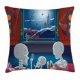 thumbnail image 1 of Movie Theater Throw Pillow Cushion Cover, Family of Skeletons Sitting on a Sofa and Watching a Fantastic Movie at Home, Decorative Square Accent Pillow Case, 18 X 18 Inches, Multicolor, by Ambesonne, 1 of 2
