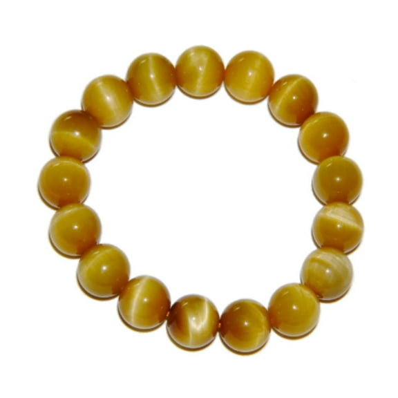 KATGI Fashion Semi Golden Gemstone Birthstone Round Beaded Elastic Bracelet