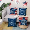thumbnail image 5 of 4th of July Patriotic Decorative Throw Pillow Cover 18 x 18 Set of 4, America Let Freedom Ring Stars Stripes Porch Outdoor Home Decor, American USA Land That I Love Couch Sofa Cushion Case, 5 of 6