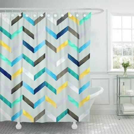 Bathroom Shower Curtains 60x72 Inch, Mint Green Chevron Curtains