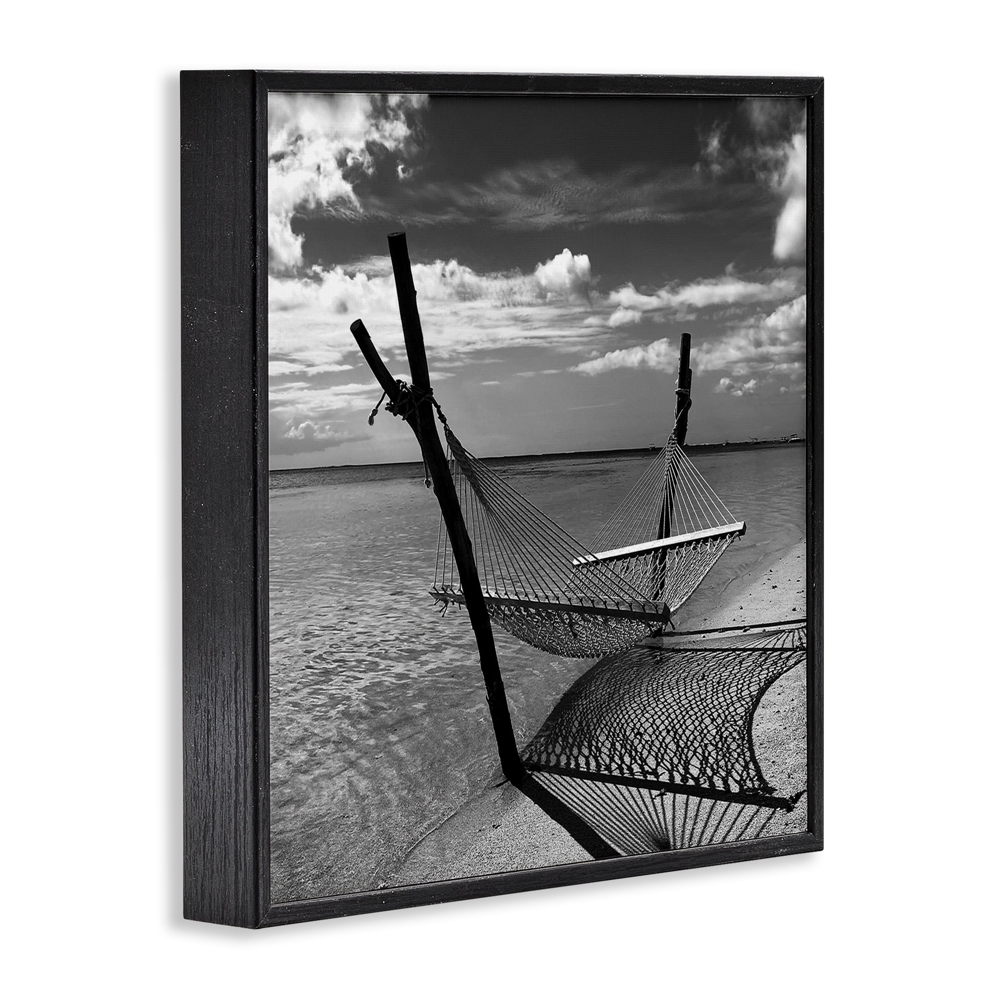 Stupell Industries Windward Beach Hammock Coastal Photography Black Framed Art Print Wall Art, 17 x 17