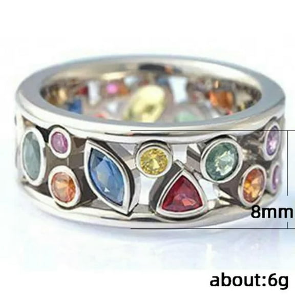 8mm Hollow Band Women's Stainless Steel Multi-color AAA Cz Ring Size 6 7 8 9 10
