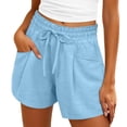 thumbnail image 2 of Beach Shorts for Women Summer Casual Lightweight Elastic High Waist Wide Leg Loose Fit Athletic Shorts with Pockets, 2 of 7