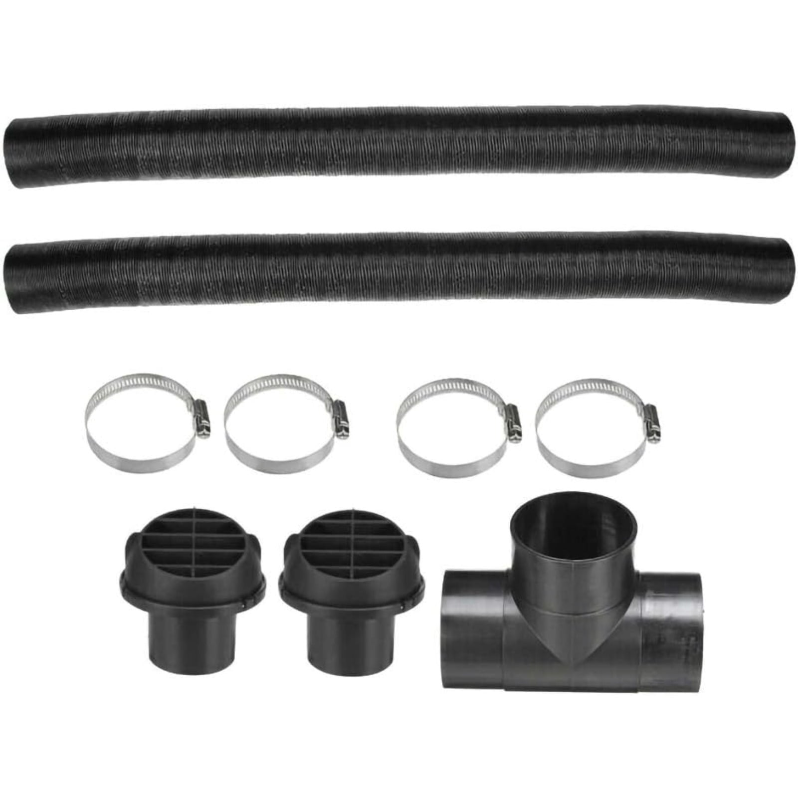 60mm Diesel Heater T Connector Kit with 2 Air Outlets Extendable Duct Pipes and Clamps for Webasto for Eberspacher for Propex