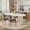 Gray, variant on Katboc 63in Dining Table with 4 Upholstered Chairs, Modern 4-8 Person Kitchen Set, Thick Wave Legs and Farmhouse Design for Home Dining Room, Cream and Beige