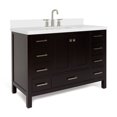 thumbnail image 5 of ARIEL 49" Bathroom Vanity with 1.5" Edge Pure White Quartz Countertop & Backsplash, Center Rectangular Sink, 2 Soft Closing Doors, 9 Full Extension Dovetail Drawers, Brushed Nickel -Espresso, 5 of 8