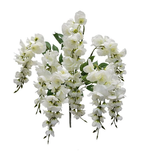 Mainstays 20 inch Artificial Flower, Wisteria Bouquet, White Color. Indoor Use.