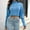 Blue, variant on AOOCHASLIY 2023 Womens Sweater Women's Casual Fashion Solid Color Long Sleeve Turtleneck Ruched Pullover Blouse Tops