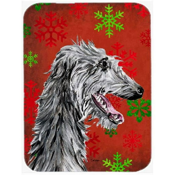 Scottish Deerhound Red Snowflakes Holiday Mouse Pad, Hot Pad Or Trivet, 7.75 x 9.25 In.