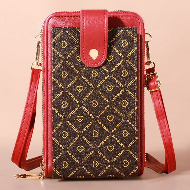 mfyjkho Bolso bandolera para teléfono con pantalla táctil para mujer, minimonedero de cuero con ranuras para tarjetas de crédito, ventana transparente para facilitar su uso, 1 bolsa